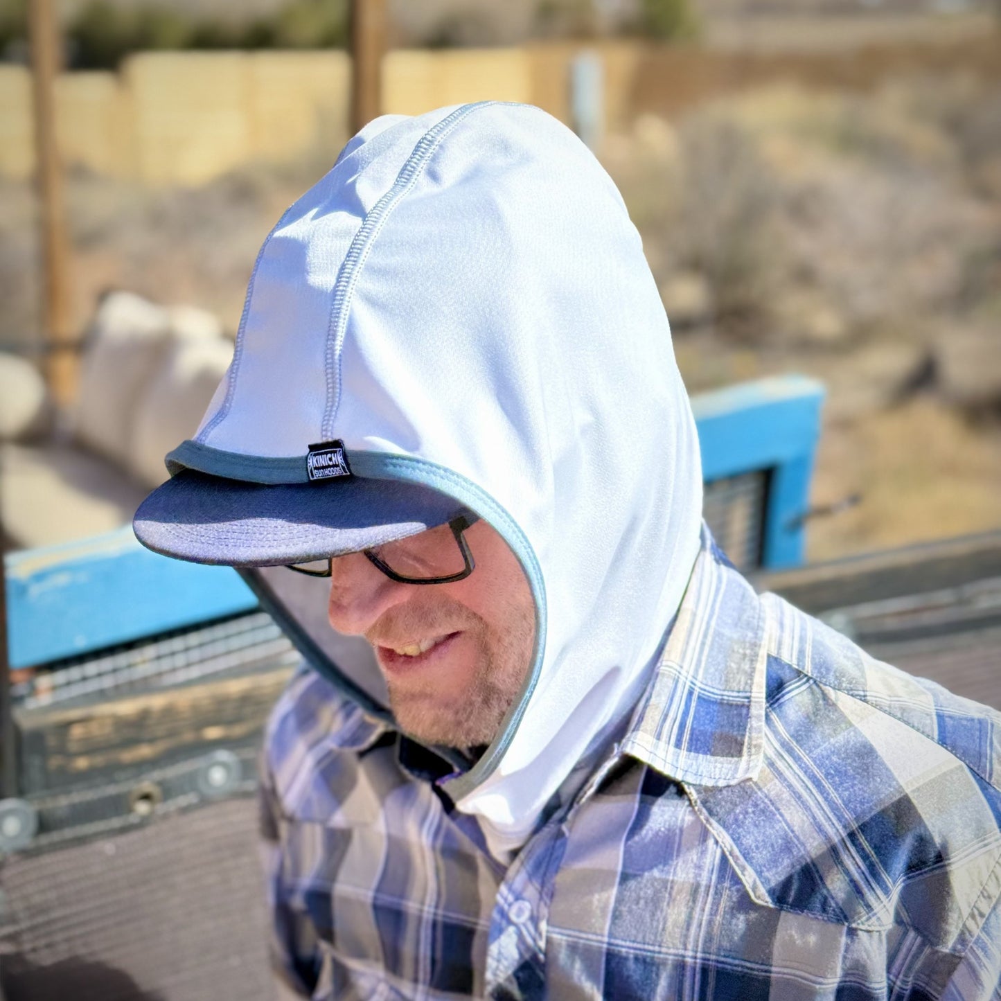Kinich sun hood light grey and goblin blue