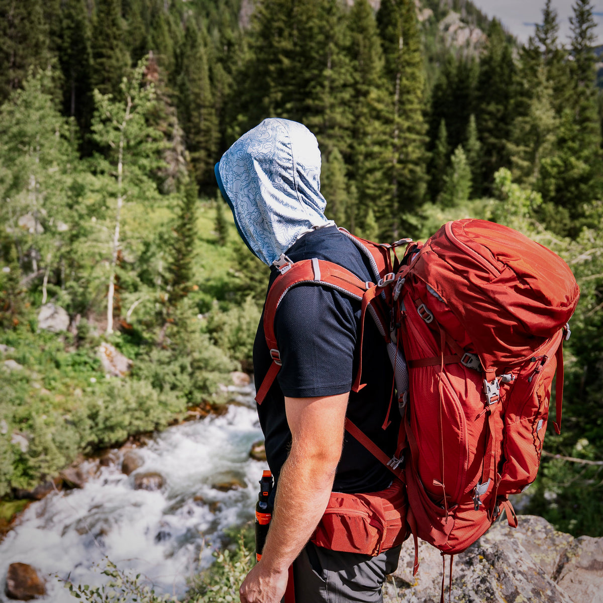 UV Protective Hood—Lt. Grey/Blue Topo