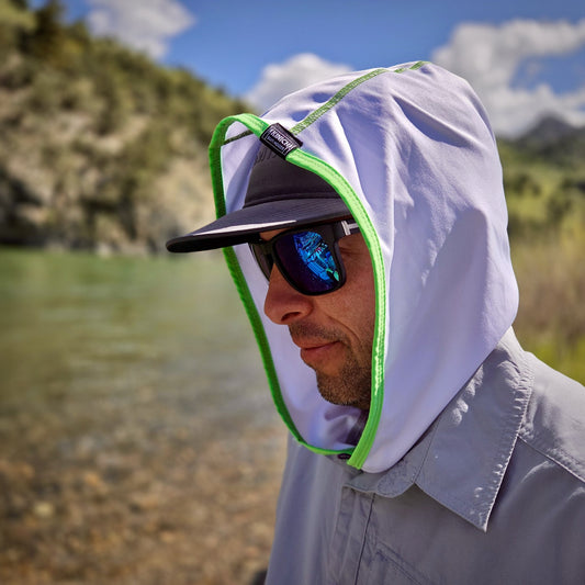 Kinich Sun Hood - UV Protective Hood - White / Scream Green
