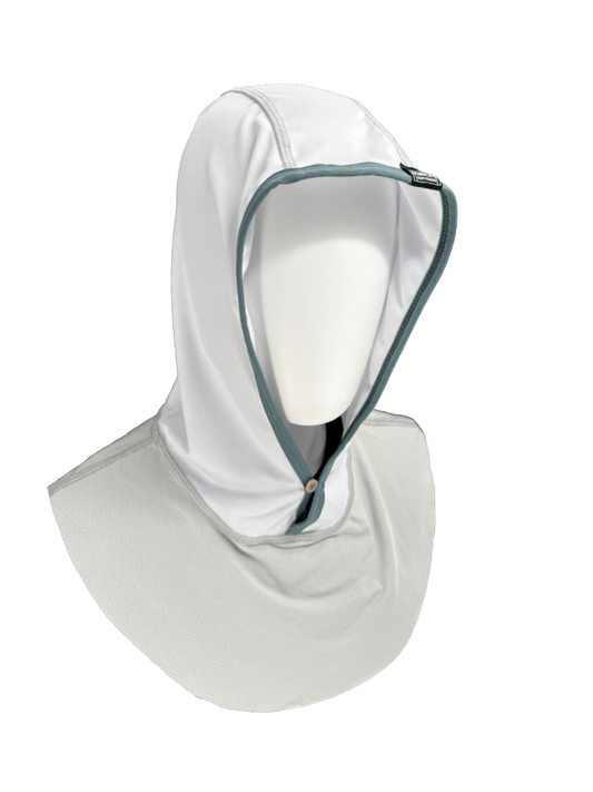 Kinich Sun Hood - UV Protective Hood - Light Grey / Goblin Blue