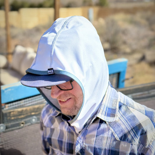 Kinich sun hood light grey and goblin blue