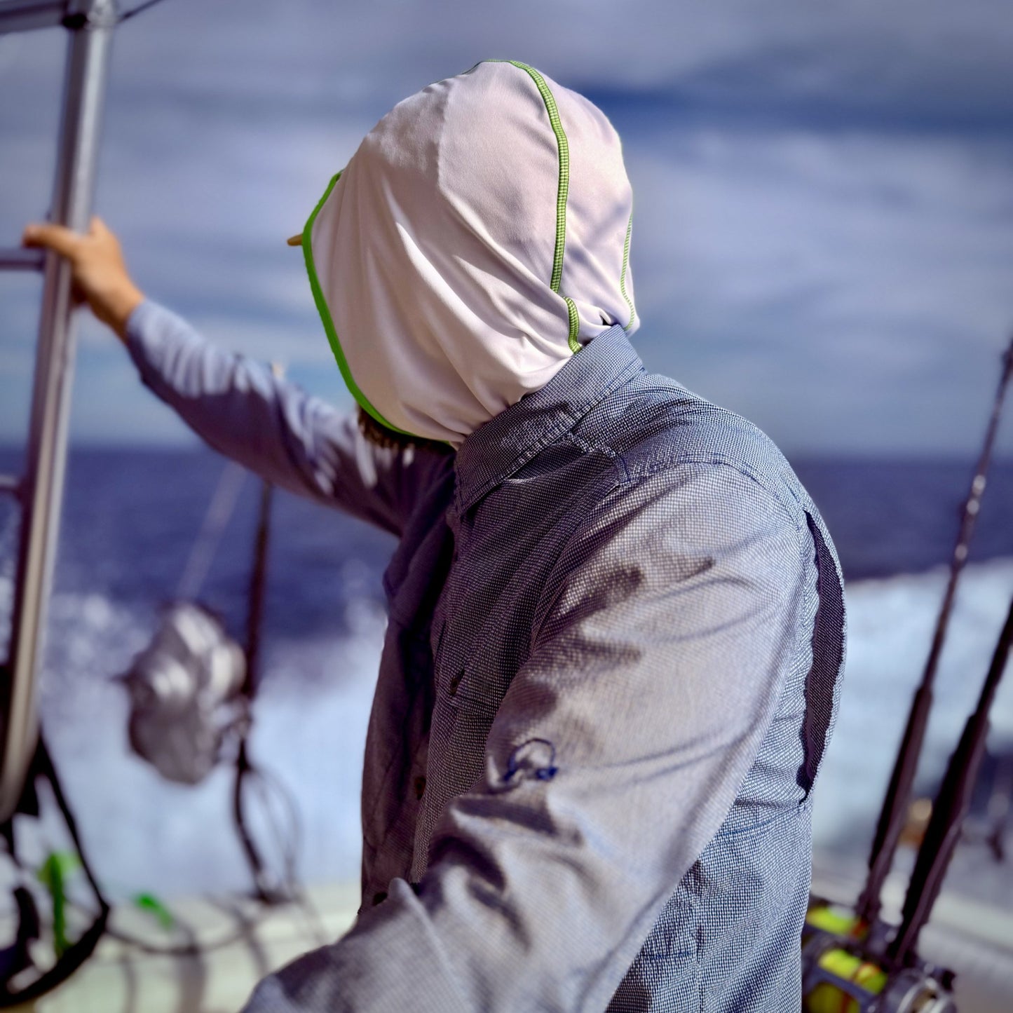 Kinich Sun Hood - UV Protective Hood - White / Scream Green