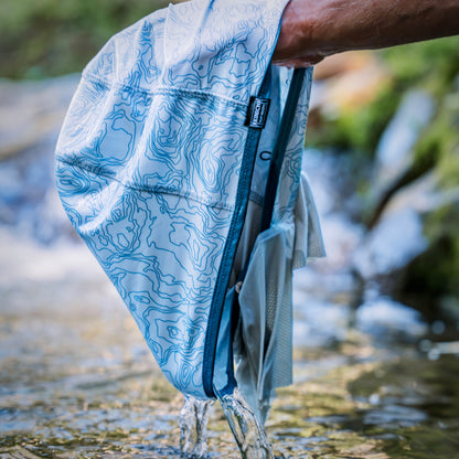 UV Protective Hood—Lt. Grey/Blue Topo