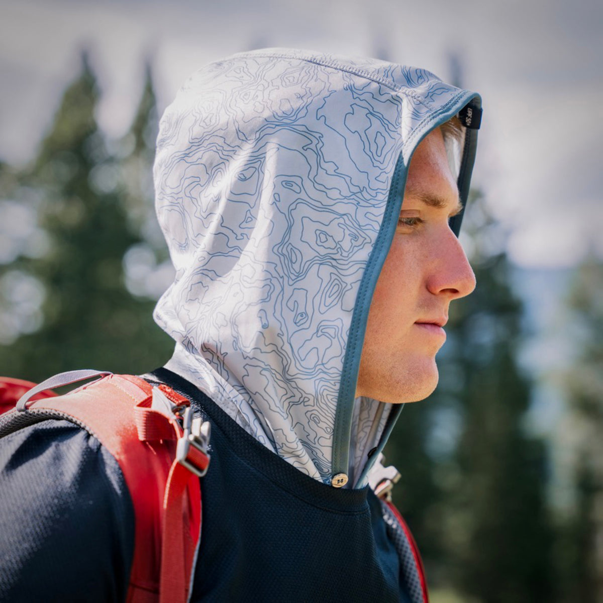 UV Protective Hood—Lt. Grey/Blue Topo